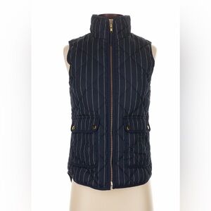 J. Crew Navy Pinstripe Quilted Zip Vest